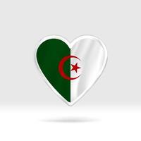 Heart from Algeria flag. Silver button star and flag template. Easy editing and vector in groups. National flag vector illustration on white background.