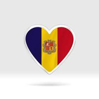 Heart from Andorra flag. Silver button star and flag template. Easy editing and vector in groups. National flag vector illustration on white background.
