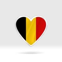 Heart from Belgium flag. Silver button star and flag template. Easy editing and vector in groups. National flag vector illustration on white background.