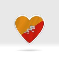 Heart from Bhutan flag. Silver button star and flag template. Easy editing and vector in groups. National flag vector illustration on white background.