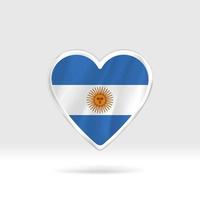 corazón de la bandera argentina. estrella de botón plateado y plantilla de bandera. fácil edición y vector en grupos. Ilustración de vector de bandera nacional sobre fondo blanco.