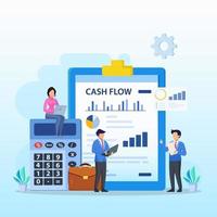 Cash Flow Vector Illustration Concept. Business people with online cash flow report.