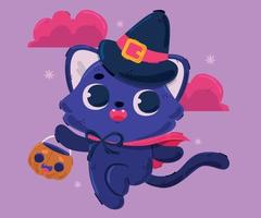 ilustración de personaje de gato de halloween vector