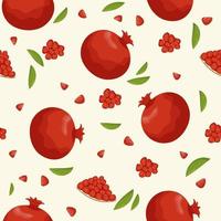 Seamless pattern with red pomegranates and pomegranate pieces. Happy Rosh Hashanah. vector