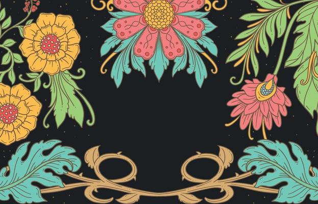 art nouveau nature floral frame