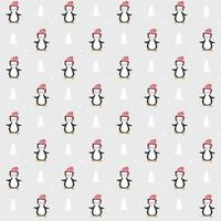 Christmas seamless pattern with penguins. Cute penguin cartoon illustration. vector
