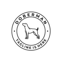 doberman dog stamp sticker badge logo design vector