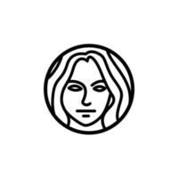 beauty woman with wavy hair in the circle shape vector