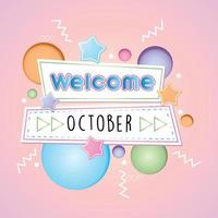 Welcome october. Vector for greeting, new month