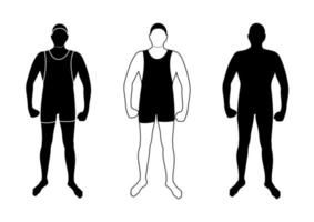 Vector silhouette of a wrestler, figure of a male athlete