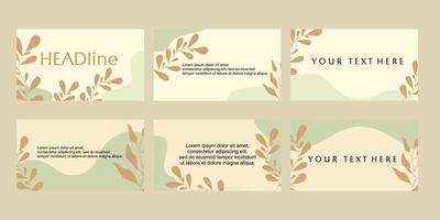 background template set for presentation. hand drawn flower desig.  Use for modern presentation backgrounds, school presentations, brochure designs, website sliders. vector