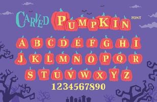 Carved Pumpkin Font Rough Geometric Style Lettering vector