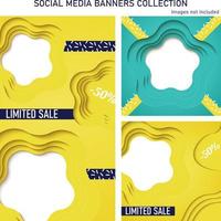 Papercut style background template design collection geometric shapes vector