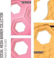 Geometric shapes abstract background design collection for social media vector