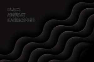 Black abstract background 3d wavy shapes vector