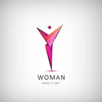 Vector abstract man logo, leader, winner, geometric figure icon. Wavy multicolor petals human logotype, dynamic concept