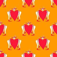 Harlequin with heart  seamless pattern vector