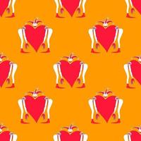 Harlequin with heart  seamless pattern vector