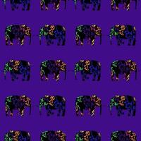 Seamless pattern of a running elephant. vector