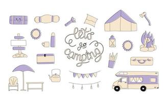 Set of vector hand drawn flat colourful illustrations