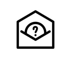 correo con signo de interrogación monoline vector logo icono. signo plano aislado sobre fondo blanco. ilustración de archivo editable.