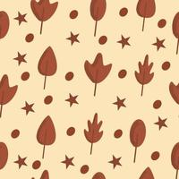 Seamles pattern hygge leaves vector