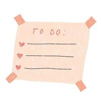 Cute hand drawn memo template. Notes sticker for diary or office. vector