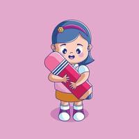 Little girl ready to go back to school vector