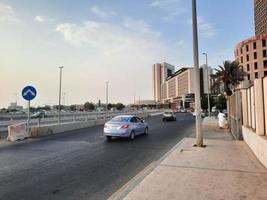 Jeddah, Saudi Arabia, Sep 2022 - In the evening, there are large numbers of people and vehicles on the streets of Balad, Jeddah. Balad is the main commercial center of Jeddah, Saudi Arabia. photo