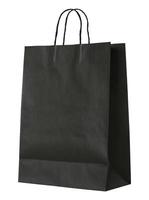 black paper bag isolated on white with clipping path photo