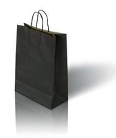 black paper bag on white background photo