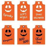Ghost or scary face of Halloween Day tags and sign. vector