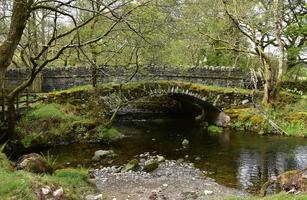 Water Flowing Under and Old Arched Bridge photo