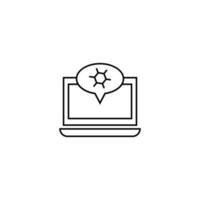 Computer, internet and communication concept. Modern monochrome sign in flat style. Suitable for web sites, stores, books etc. Line icon of chemical element inside of speech bubble on laptop monitor vector