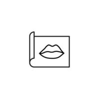 Art, picture, image concept. Simple monochrome isolated sign. Editable stroke. Vector line icon of lips on paper sheet