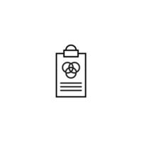 Document on clipboard sign. Vector outline symbol in flat style. Suitable for web sites, banners, books, advertisements etc. Line icon of intersected circles on clipboard