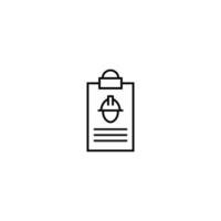 Document on clipboard sign. Vector outline symbol in flat style. Suitable for web sites, banners, books, advertisements etc. Line icon of builder in helmet on clipboard