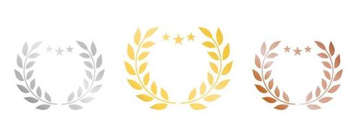 Laurel Wreath for Winner Silhouette Icon. Award Victory Circle Leaf Olive Branch Greek Pictogram. Vintage Emblem Gold Bronze Silver Champion Prize Certificate. Decoration Isolated Vector Illustration.