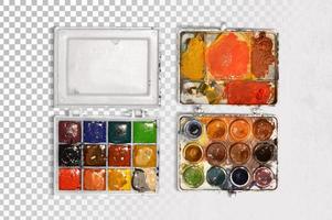 Set of water color paints over white background. photo