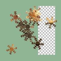 Set of golden snowflake from paper photo