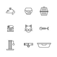 Cat Outlined Icons vector