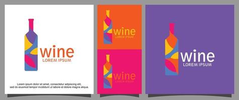 Wine bottle and glass logo template vector