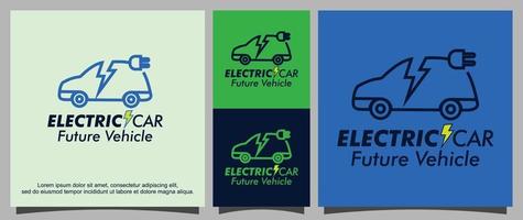 Electric car battery charging station logo template vector