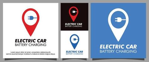 plantilla de logotipo de estación de carga de batería de coche eléctrico vector