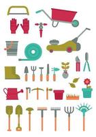 colección de coloridos iconos de jardinería vector