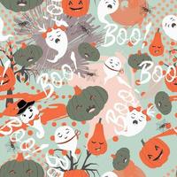 Halloween pattern. Ghosts and bats. Halloween seamless pattern. vector