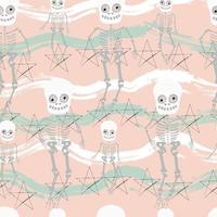 Halloween pattern. Skeletons and bats. Halloween seamless pattern vector