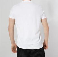 White t-shirt mock up isolated back view over white background photo
