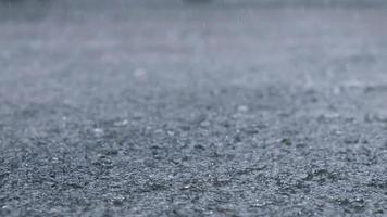 Rain drops in the water heavy on asphalt shade of black shadow and reflection of dark sky in the city. high contrast during autumn photo