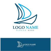 Simple Sailboat dhow boat on Sea Ocean Wave art style logo design, Daily cruises, sea travel, vector icon ILLUSTRATION